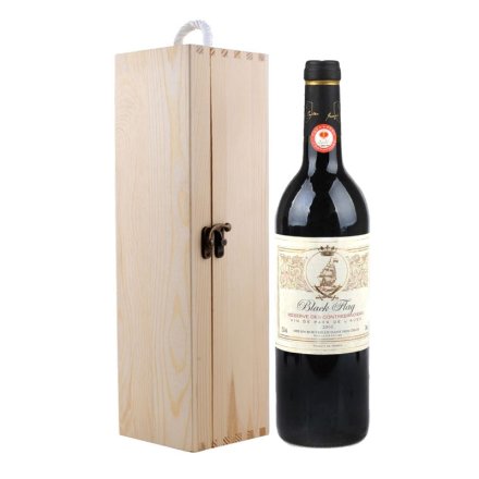 （清仓）法国黑骑士干红葡萄酒+单支松木盒