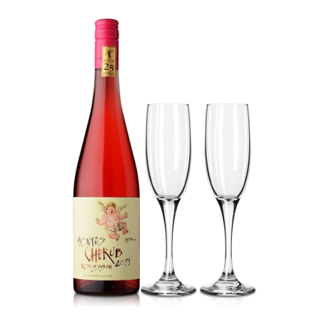 智利蒙特斯小天使西拉桃红葡萄酒750ml+集美红酒玻璃香槟杯（乐享）
