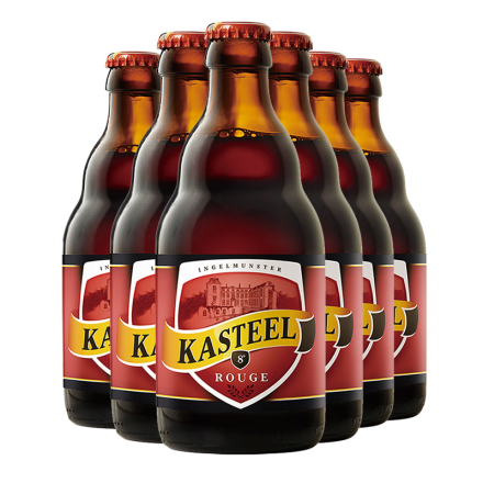 比利时进口卡斯特红樱桃啤酒烈性果啤（Kasteel Rouge）330ml*6