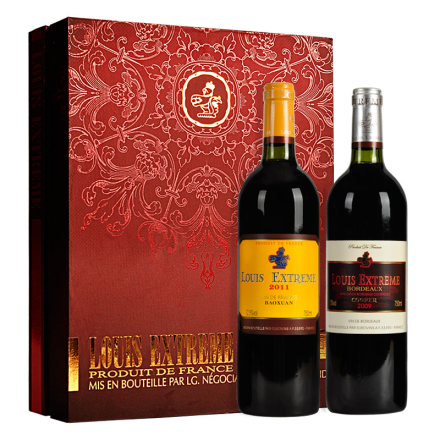 法国路易至尊红葡萄酒双支礼盒750ml*2