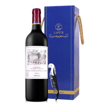 法国拉菲凯萨天堂古堡波尔多法定产区红葡萄酒750ml单支礼盒