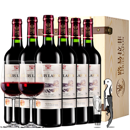 路易拉菲法国原瓶进口红酒干红葡萄酒6支红酒整箱木箱装750ml*6