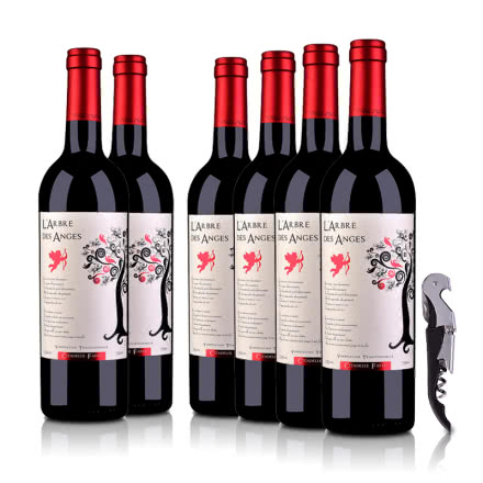 法国（原瓶进口）法圣古堡天使树干红葡萄酒750ml(6瓶装)+酒刀