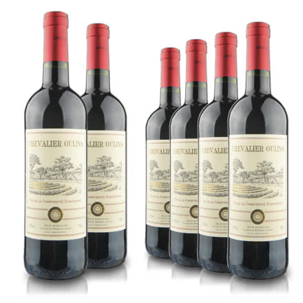 12.5°法国进口奥兰骑士干红葡萄酒CHEVALIEROULINS750ml六瓶箱装