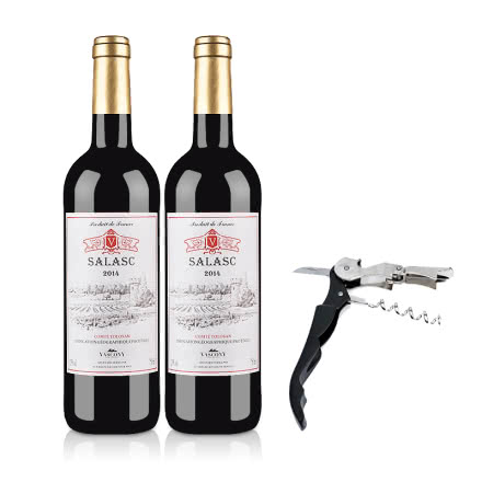 法国红酒法国萨拉斯干红葡萄酒（双瓶装）+酒刀