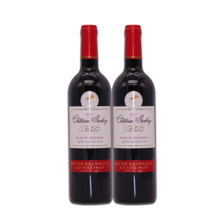 法国红酒法国原瓶进口金奖波尔多上梅多克产区AOC索贝城堡干红葡萄酒750ml*2
