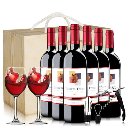 法国原瓶进口干红葡萄酒法斯达2011红酒整箱木箱装红酒礼盒750ml*6
