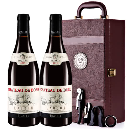 法国原瓶进口红酒 罗纳河谷的教皇新堡产区波德城堡干红葡萄酒 双支礼盒装750ml*2