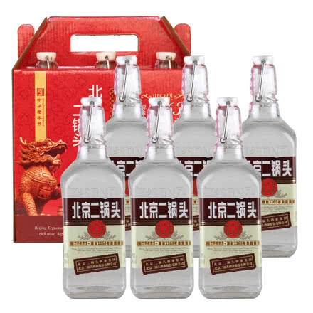 50°永丰牌北京二锅头出口型小方瓶500ml(6瓶装)白酒礼盒装