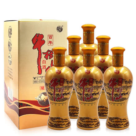 北京牛栏山二锅头白酒百年金牛盒装浓香型45度500ml *6瓶整箱装
