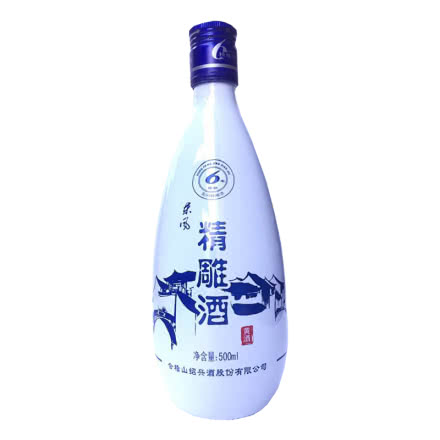 绍兴黄酒13.5°会稽山精雕六年500ml单瓶价