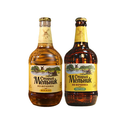 俄罗斯进口老米勒啤酒精酿黄啤酒玻璃瓶装450ml*12【淡爽6瓶+烈性6瓶】