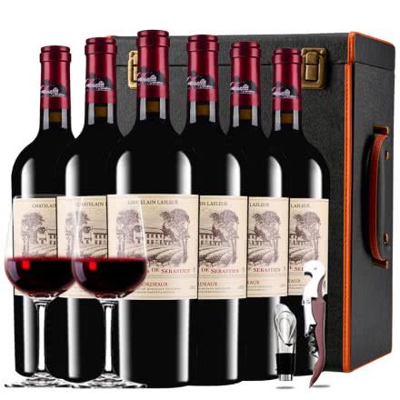 拉斐香榭城堡干红葡萄酒 法国进口红酒AOP级 6支红酒整箱装送皮箱 750ml*6