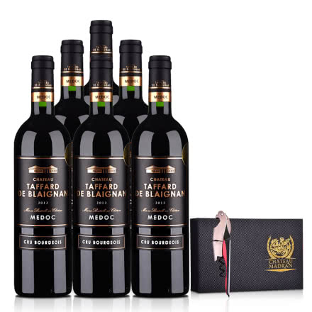 法国整箱红酒梅多克中级庄塔法干红葡萄酒750ml（6瓶装） +梦特骑士城堡酒刀套盒