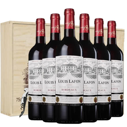 路易拉菲红酒波尔多窖藏干红葡萄酒法国原装原瓶进口红酒六支送礼木盒装
