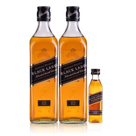 40°尊尼获加（Johnnie Walker） 黑方调配型苏格兰威士忌500ml（双瓶装）+黑方小酒50ml