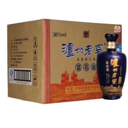 38度500ml*6泸州老窖蓝花瓷头曲酒 浓香型高度粮食白酒整箱
