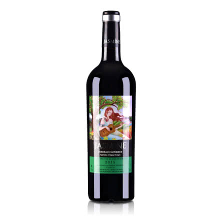 【包邮】法国原瓶进口红酒2015年份茉莉花超级波尔多干红葡萄酒750ml