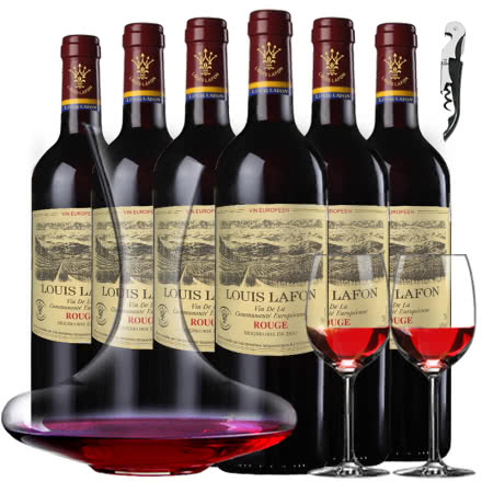 法国14度进口红酒路易拉菲红酒公爵领地干红葡萄酒原装原瓶整箱6支装送酒具装大礼包