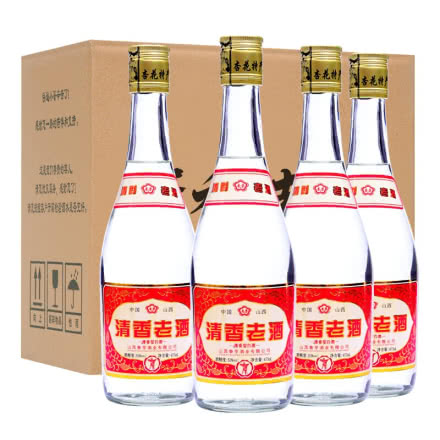 53°山西杏花特产 2014年产老酒优级酒  清香型高粱白酒 酒厂直供 475ml整箱4瓶