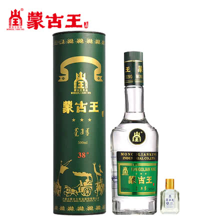 蒙古王38度调度绿桶单瓶500ml+59度50ml白酒