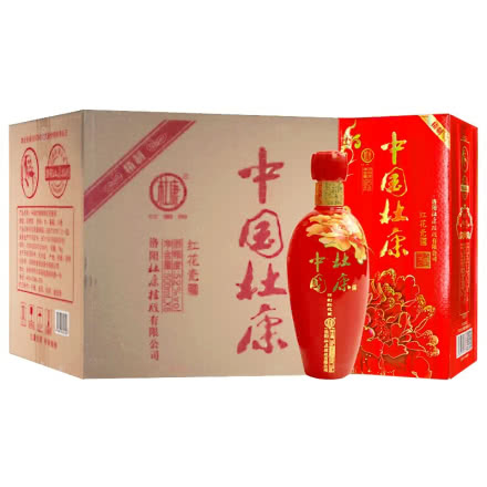 河南白酒 杜康52度中国杜康精制红花瓷浓香型白酒500ml 6瓶整箱装