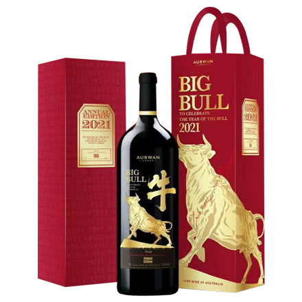 天鹅庄生肖酒14度澳洲红酒美乐干红葡萄酒1.5L/1500mL 大金牛 单瓶装
