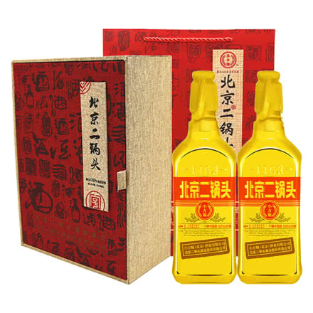 永永丰牌北京二锅头清香型纯粮酒（出口型小方瓶）金瓶46度（豪华礼盒装）500ml*2瓶