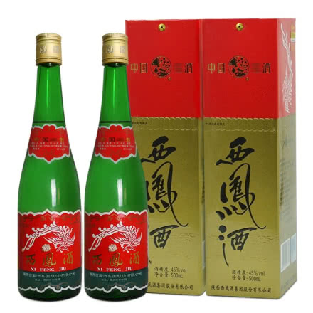 55度西凤酒高脖绿瓶（2014年产）凤香型陈年老酒500ml*2瓶