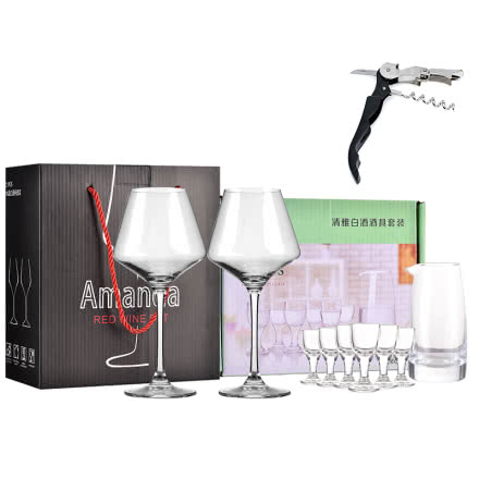 清雅白酒酒具7件套+Amanda红酒杯套装礼盒（双支装）+酒刀