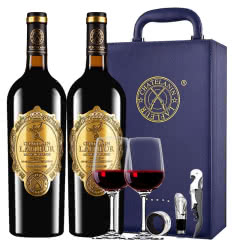 法国进口红酒拉斐天使庄园金标干红葡萄酒750ml*2瓶两支蓝色礼盒装