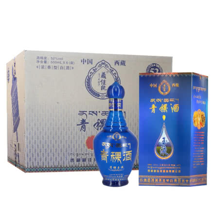 西藏青稞酒52度藏佳纯青稞玉液浓香型白酒500ml*6瓶整箱
