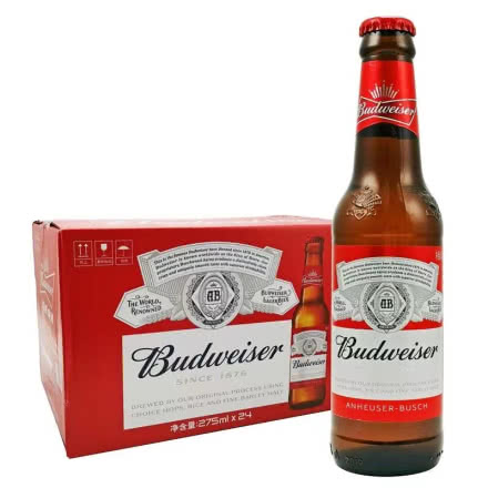 Budweiser/百威啤酒9.7°P瓶装啤酒275ml*24瓶