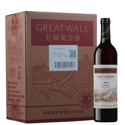 Greatwall/长城红酒12.5度二星高级解百纳干红葡萄酒750ml*6瓶