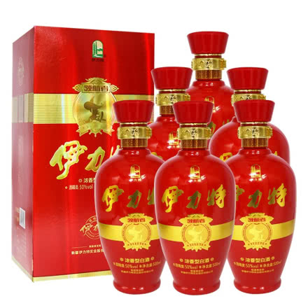 新疆特产伊力特领航者红瓶50度浓香型白酒500ml*6瓶整箱