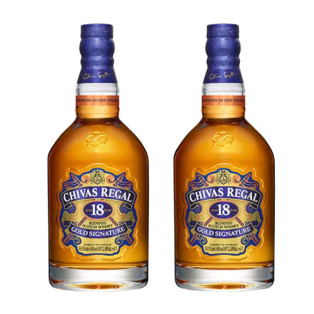 芝华士（Chivas）18年 苏格兰 调和型 威士忌 洋酒 500ml*2组合