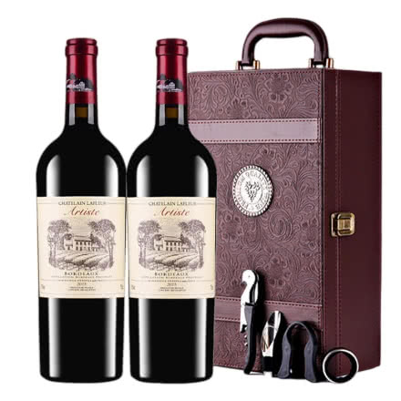 拉斐艺术家城堡AOC/AOP级干红葡萄酒法国进口红酒750ml*2两支礼盒装