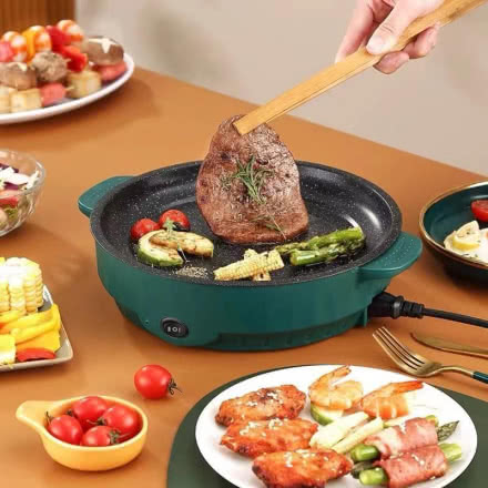 多功能迷你电烤盘机械式烧烤家用按键式平烤盘